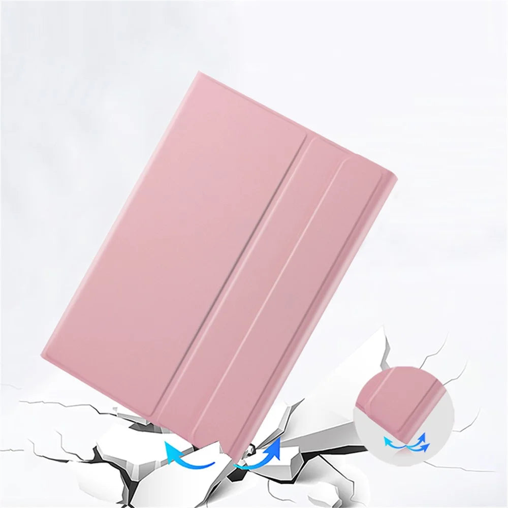 Wireless Bluetooth-compatible Keyboard + Leather Shell 2-in-1 Cover Case with Pen Slot For iPad Air (2013) / Air 2 / 9.7-inch (2017) / 9.7-inch (2018) - Pink - 5