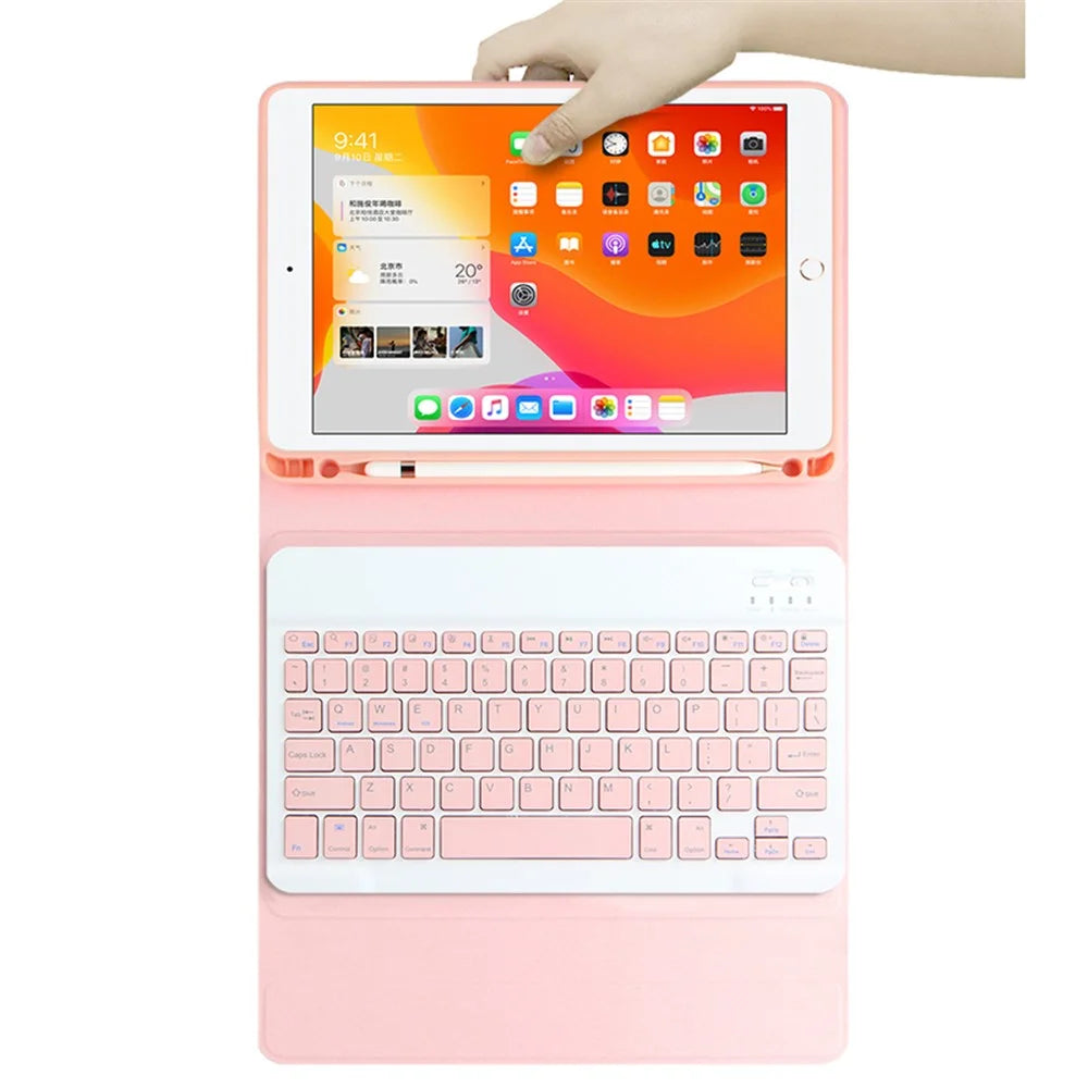 Wireless Bluetooth-compatible Keyboard 2-in-1 Leather Shell with Pen Slot For iPad Pro 10.5-inch (2017) / Air 10.5 inch (2019) - Pink - 5
