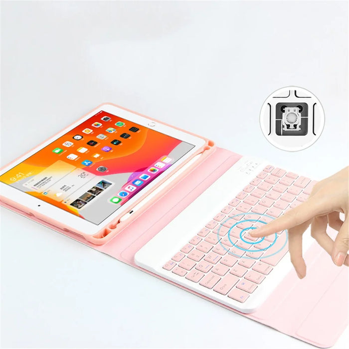 For iPad Pro 11-inch (2018) / iPad Air (2022) / (2020) Leather Stand Tablet Case with Detachable Magnetic Wireless Keyboard (Without Touchpad) - Pink - 7