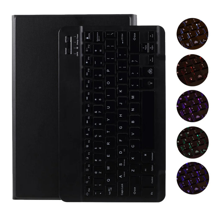 Bluetooth Backlight Keyboard Leather Stand Shell for Lenovo Xiaoxin Pad Pro 11.5 J606F - Black - 1