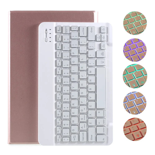 Bluetooth Backlight Keyboard Leather Stand Shell for Lenovo Xiaoxin Pad Pro 11 XJ706F  - Rose Gold - 1