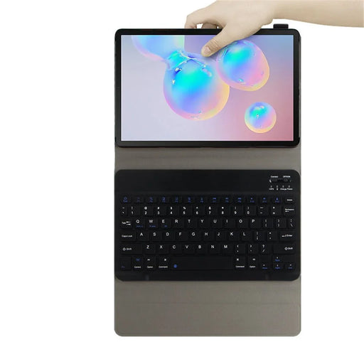 For Samsung Galaxy Tab S6 Lite (2020) P615 P610 / (2022) / (2024) Leather Stand Tablet Case with Detachable Magnetic Wireless Keyboard (Without Touchpad) - Black - 2