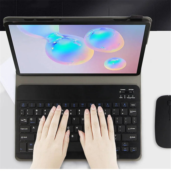 For Samsung Galaxy Tab S6 Lite (2020) P615 P610 / (2022) / (2024) Leather Stand Tablet Case with Detachable Magnetic Wireless Keyboard (Without Touchpad) - Black - 3