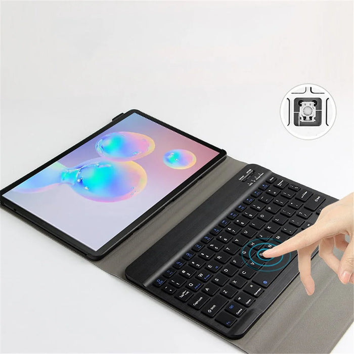 For Samsung Galaxy Tab S6 Lite (2020) P615 P610 / (2022) / (2024) Leather Stand Tablet Case with Detachable Magnetic Wireless Keyboard (Without Touchpad) - Black - 5