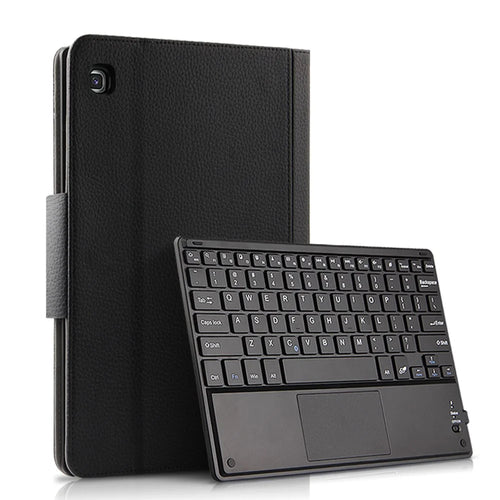 Wireless Touch Pad Bluetooth-compatible Keyboard with Stand Leather Case For Samsung Galaxy Tab A7 10.4 (2020) / (2022) T500 / T505 - Black - 1