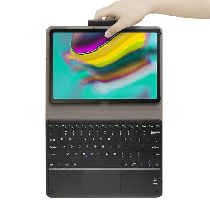Wireless Touch Pad Bluetooth-compatible Keyboard with Stand Leather Case For Samsung Galaxy Tab A7 10.4 (2020) / (2022) T500 / T505 - Black - 4