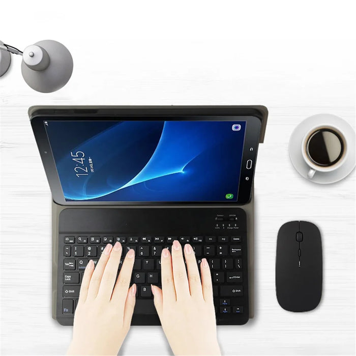 Wireless Bluetooth-compatible Keyboard + Leather Shell For Samsung Galaxy Tab A 10.1 (2016) - Black - 3