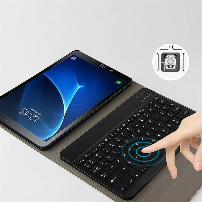 Wireless Bluetooth-compatible Keyboard + Leather Shell For Samsung Galaxy Tab A 10.1 (2016) - Black - 4