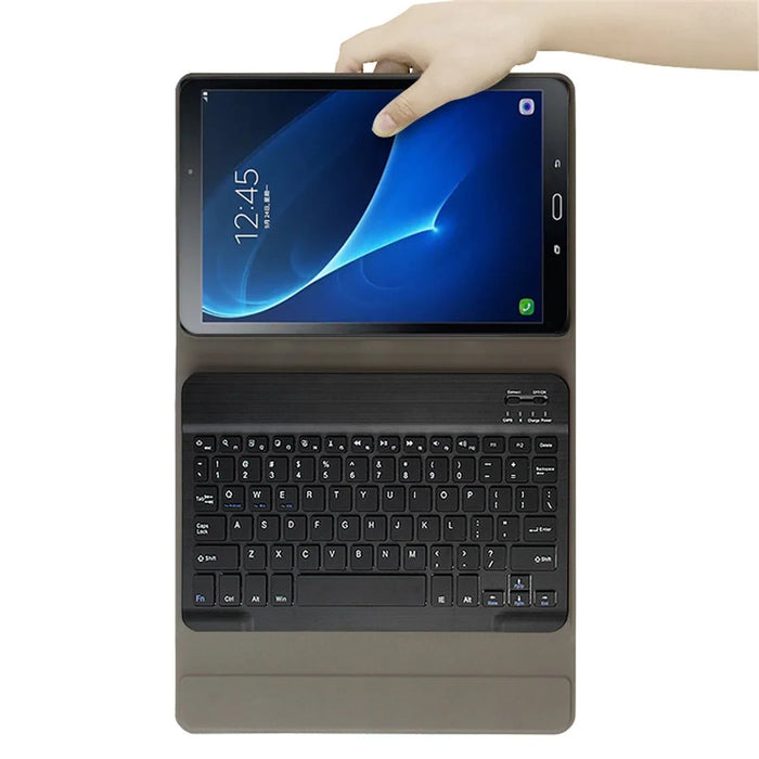 Wireless Bluetooth-compatible Keyboard + Leather Shell For Samsung Galaxy Tab A 10.1 (2016) - Black - 5