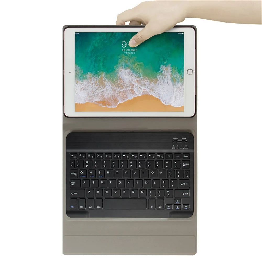 For iPad Air (2022) / (2020) Leather Stand Tablet Case with Detachable Magnetic Wireless Keyboard (Without Touchpad) - Black - 3