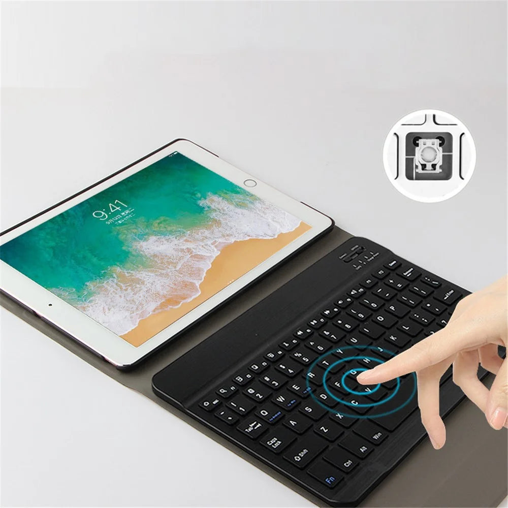 For iPad Air (2022) / (2020) Leather Stand Tablet Case with Detachable Magnetic Wireless Keyboard (Without Touchpad) - Black - 4
