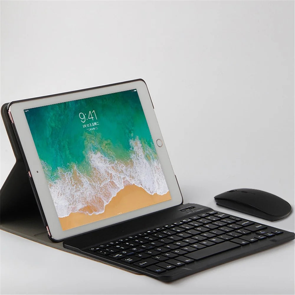 For iPad Air (2022) / (2020) Leather Stand Tablet Case with Detachable Magnetic Wireless Keyboard (Without Touchpad) - Black - 6