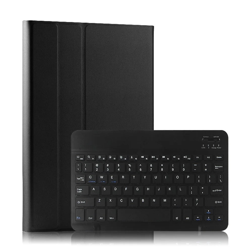 For iPad 10.2 (2021) / (2020) / (2019) Leather Stand Tablet Case with Detachable Magnetic Wireless Keyboard (Without Touchpad) - Black - 1