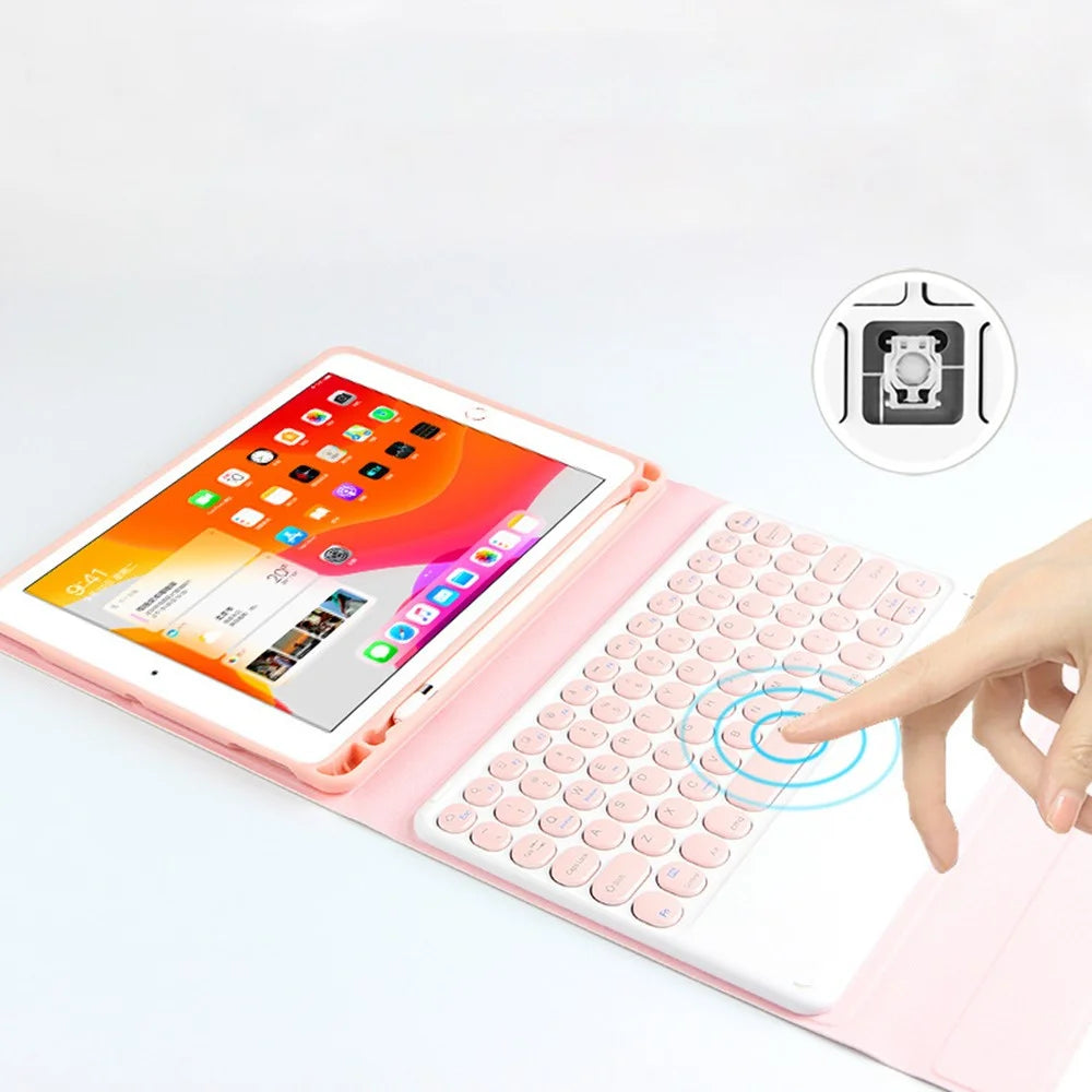 For iPad Pro 10.5-inch (2017) / Air 10.5 inch (2019) Wireless Bluetooth-compatible Keyboard + Candy Color Leather Case - Pink - 6