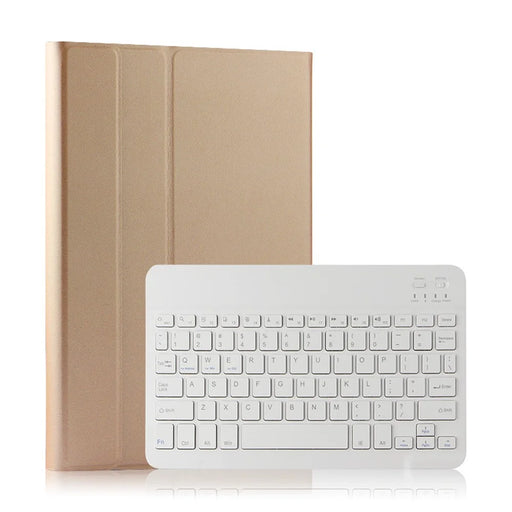 Wireless Bluetooth-compatible Keyboard + Leather Protective Shell Set with Stand For iPad mini 1 / 2 / 3 - Gold - 1