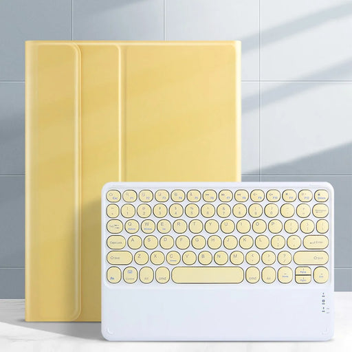 For iPad Air (2022) / (2020) Wireless Bluetooth-compatible Keyboard + Candy Color Leather Case - Yellow - 2