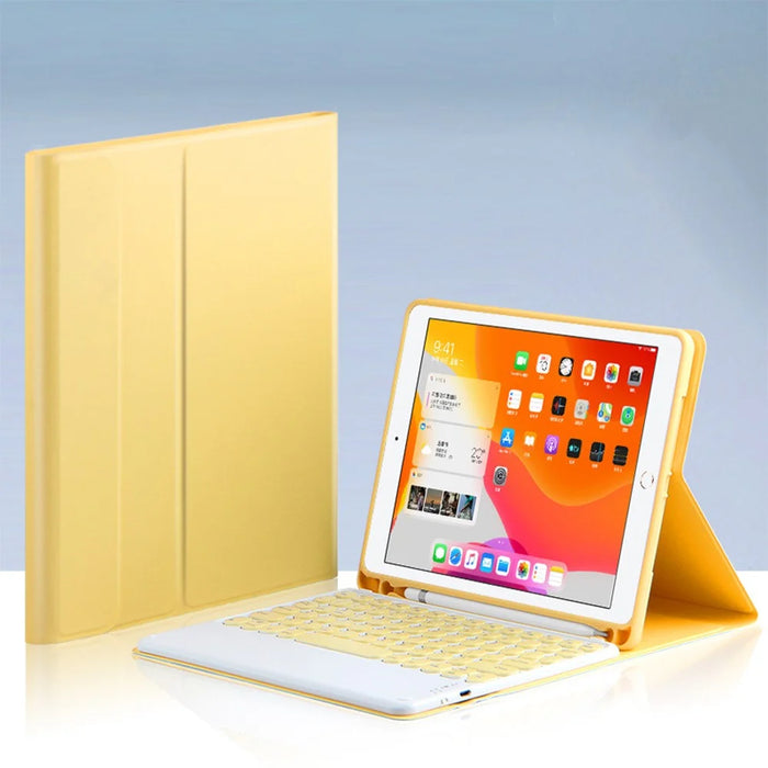For iPad Air (2022) / (2020) Wireless Bluetooth-compatible Keyboard + Candy Color Leather Case - Yellow - 5