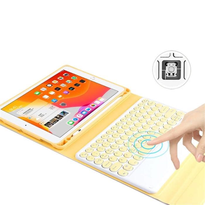 For iPad Air (2022) / (2020) Wireless Bluetooth-compatible Keyboard + Candy Color Leather Case - Yellow - 7
