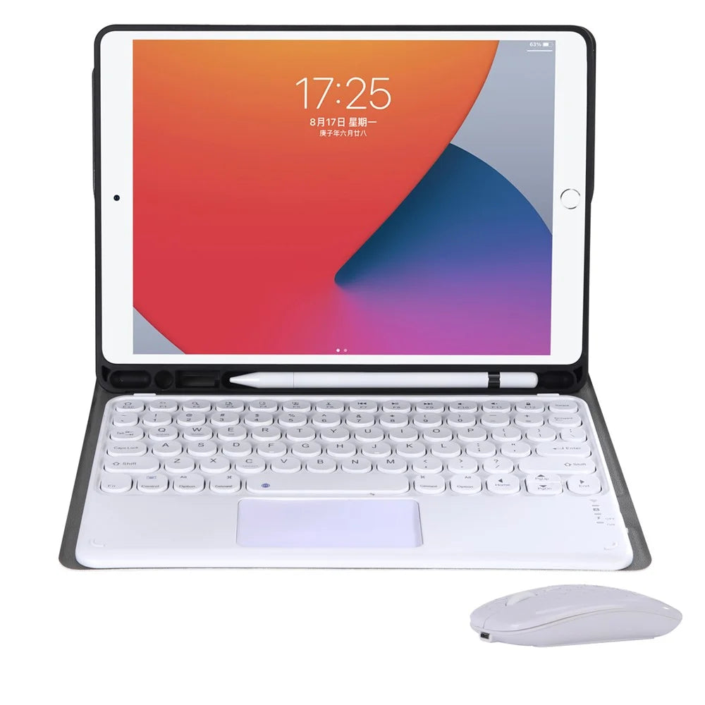 YA102B-A Bluetooth-compatible Keyboard Leather Case with Mouse for iPad 10.2 (2021) / (2020) / (2019) / Air 10.5 inch (2019) / Pro 10.5 inch (2017) - Rose Gold - 2