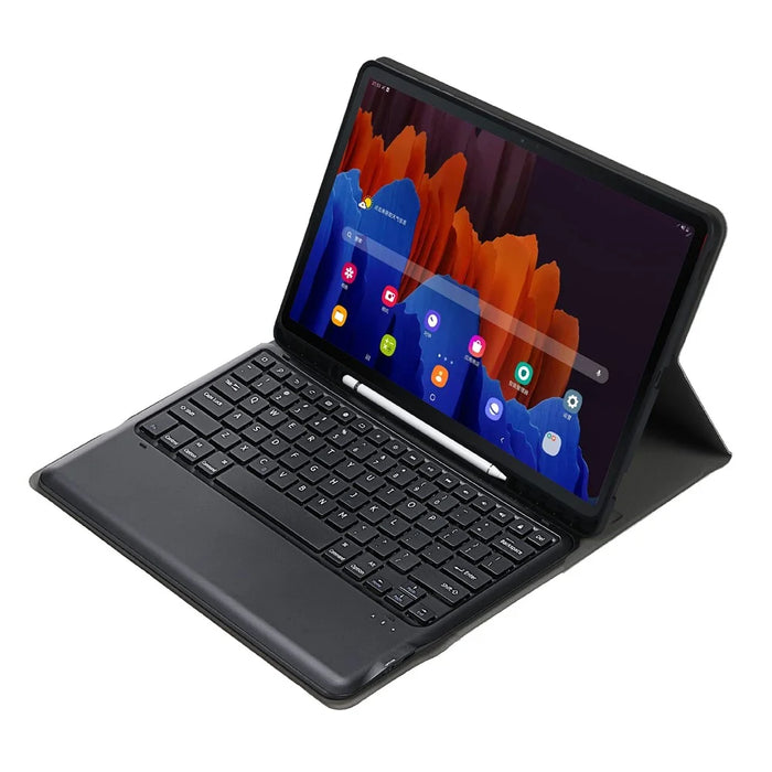 A970B Leather Case Bluetooth-compatible Keyboard with Built-In Pen Slot for Samsung Galaxy Tab S8+ / S7 FE T730 T736 / S7+ 12.4 Inch (T970 / T975 2020) - Black - 3