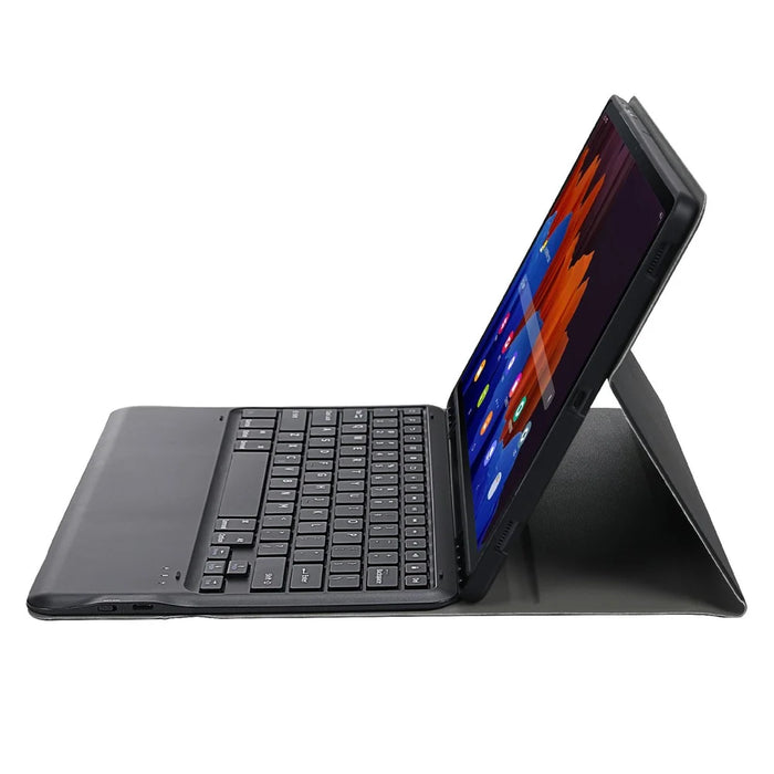 A970B Leather Case Bluetooth-compatible Keyboard with Built-In Pen Slot for Samsung Galaxy Tab S8+ / S7 FE T730 T736 / S7+ 12.4 Inch (T970 / T975 2020) - Black - 4