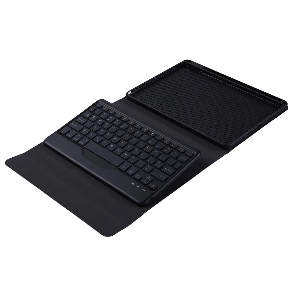 B09S Leather Cover Shell + Wireless Bluetooth-compatible Keyboard Combo Set with Colorful Backlight for iPad 10.2 (2021)/(2020)/(2019)/Pro 10.5-inch (2017)/Air 10.5 inch (2019) - Black - 6