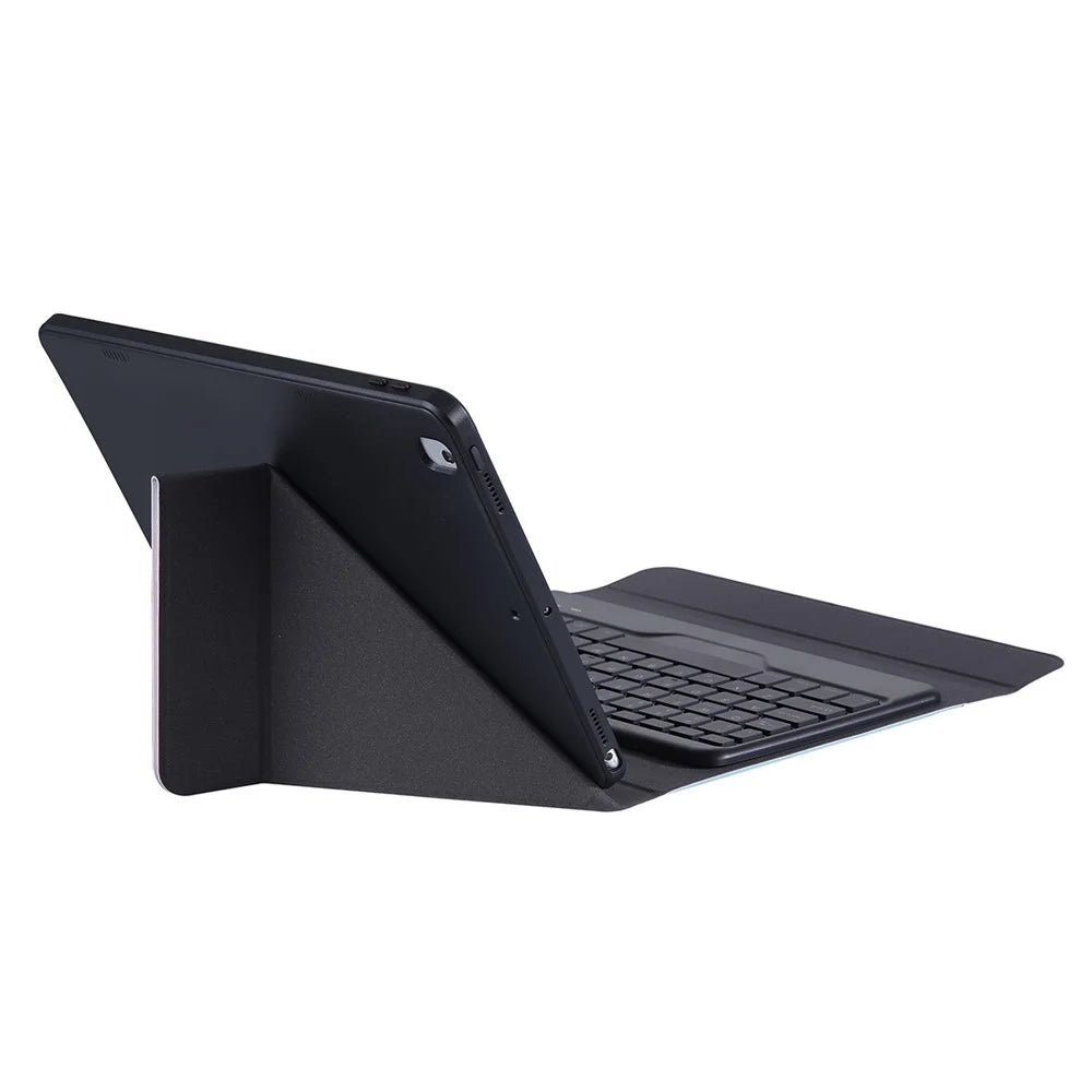 B09S Leather Cover Shell + Wireless Bluetooth-compatible Keyboard Combo Set with Colorful Backlight for iPad 10.2 (2021)/(2020)/(2019)/Pro 10.5-inch (2017)/Air 10.5 inch (2019) - Black - 7
