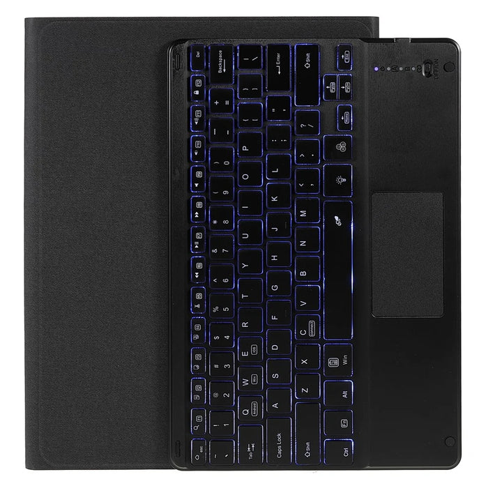 Protective Leather Case + Portable Wireless Bluetooth-Compatible Keyboard For Samsung Galaxy Tab S10+ / S9+  / S8+ / S7+ / S7 FE - Black - 1