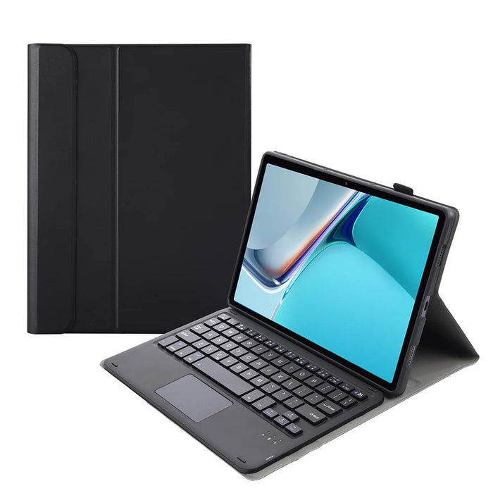 AW11-A Super Slim Wireless Bluetooth-compatible Keyboard TPU Inner + Leather Protective Case with Touch Mouse for Huawei MatePad 11 (2021) (DBY-W09) - Black - 1