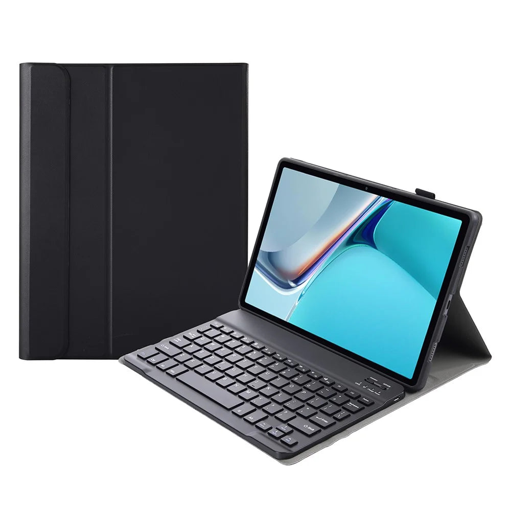 AW11 Super Thin Wireless Bluetooth-compatible Keyboard TPU Inner Case + Leather Protective Case for Huawei MatePad 11 (2021) (DBY-W09) - Black - 1
