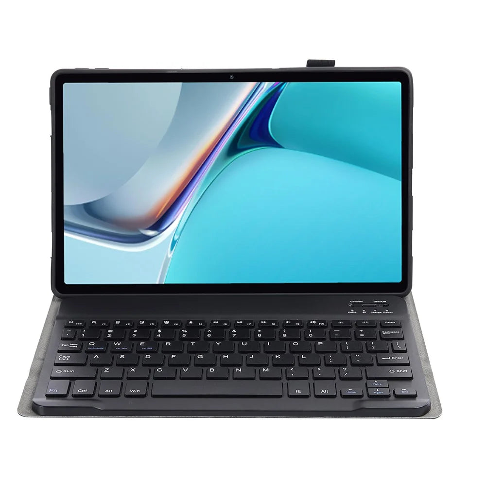 AW11 Super Thin Wireless Bluetooth-compatible Keyboard TPU Inner Case + Leather Protective Case for Huawei MatePad 11 (2021) (DBY-W09) - Black - 2