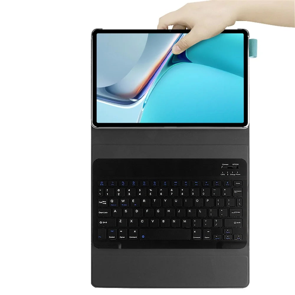 Wireless Bluetooth-compatible Keyboard + Leather Tablet Cover Shell for Huawei MatePad 11 (2021) - Green - 3