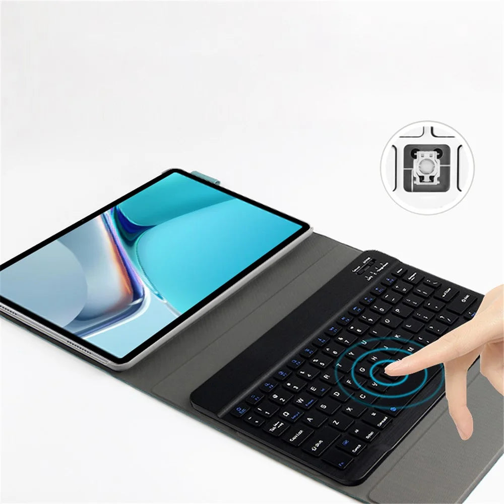 Wireless Bluetooth-compatible Keyboard + Leather Tablet Cover Shell for Huawei MatePad 11 (2021) - Green - 4