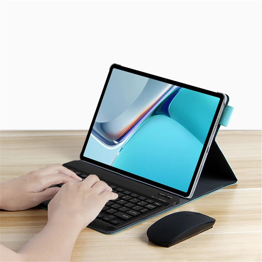 Wireless Bluetooth-compatible Keyboard + Leather Tablet Cover Shell for Huawei MatePad 11 (2021) - Green - 5