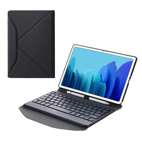 B500 Bluetooth-compatible Keyboard with Leather Stand Case (Without Backlit) for Samsung Galaxy Tab A7 10.4 (2020) (T500 / T505) - Black / Black - 1
