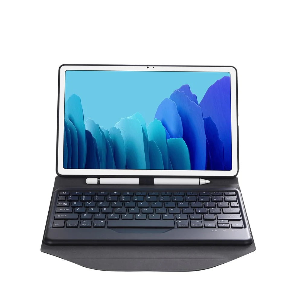 B500 Bluetooth-compatible Keyboard with Leather Stand Case (Without Backlit) for Samsung Galaxy Tab A7 10.4 (2020) (T500 / T505) - Black / Black - 5