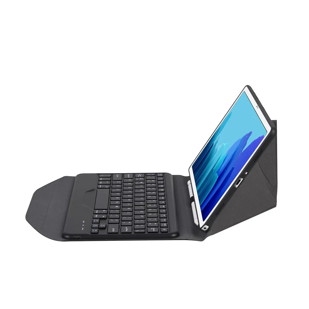 B500 Bluetooth-compatible Keyboard with Leather Stand Case (Without Backlit) for Samsung Galaxy Tab A7 10.4 (2020) (T500 / T505) - Black / Black - 6