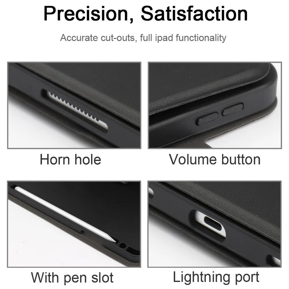 6016 Compact and Thin Wireless Bluetooth-compatible Keyboard + Delicate PU Leather Protective Cover Case for iPad Pro 11 (2021) / (2020) / (2018) / Air (2022) / (2020) - Black - 3