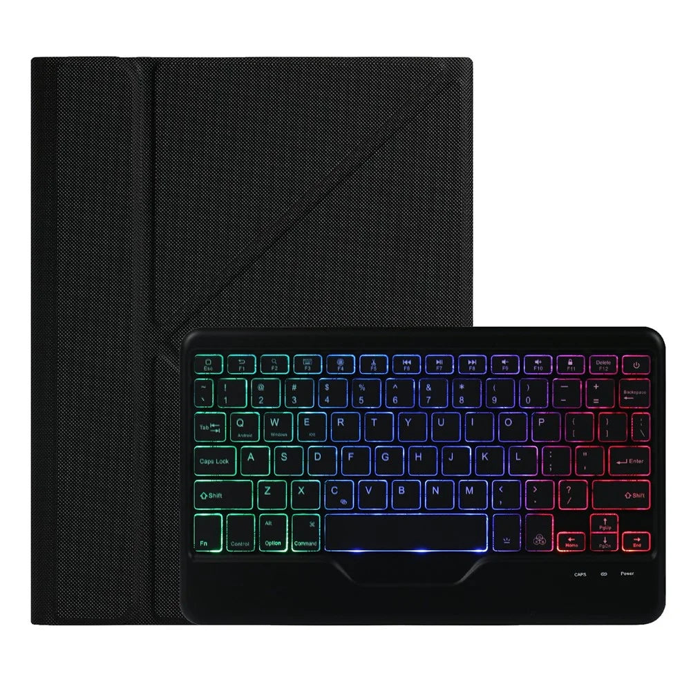 B07S Bluetooth Keyboard with Triangle Support Stand Leather Case [with Backlit] for iPad 9.7 (2017) (2018) / iPad Pro 9.7 (2016) / iPad Air 2 - Black - 7