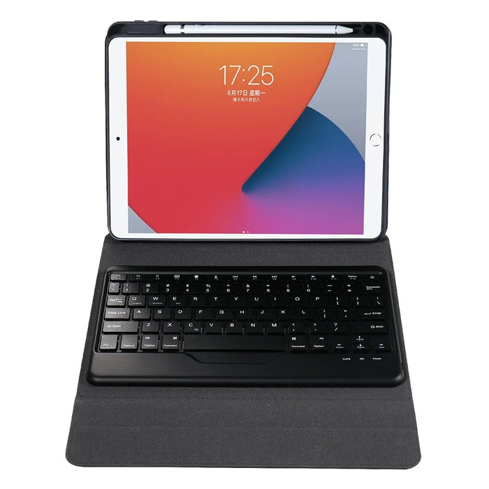 B07 Leather Protective Case + Bluetooth Keyboard Support Triangle Stand Built-in Pen Slot [without Backlit] for iPad 9.7 (2017) (2018) / iPad Pro 9.7 (2016) / iPad Air 2 - Black - 5