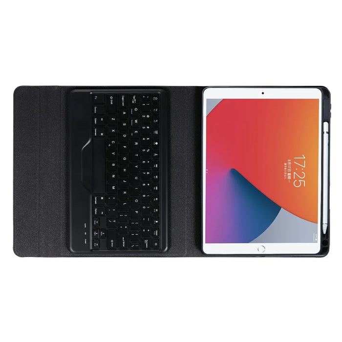 B07 Leather Protective Case + Bluetooth Keyboard Support Triangle Stand Built-in Pen Slot [without Backlit] for iPad 9.7 (2017) (2018) / iPad Pro 9.7 (2016) / iPad Air 2 - Black - 7