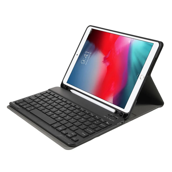 A07BS Ultra Thin Detachable Bluetooth-compatible Keyboard Leather Case with Pen Slot and Backlit for iPad Air/Air 2/Pro 9.7 (2016)/9.7 (2017)/(2018) - Black - 7
