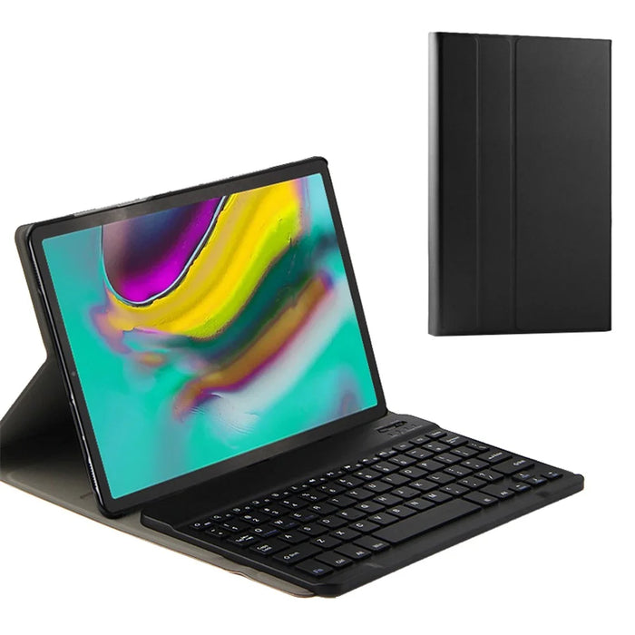 Leather Tablet Stand Case with Wireless Bluetooth-compatible Keyboard for Samsung Galaxy Tab A 10.1 (2019) T510 - Black - 1