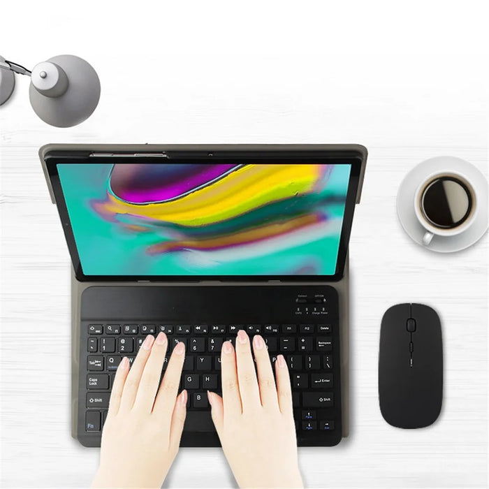 Leather Tablet Stand Case with Wireless Bluetooth-compatible Keyboard for Samsung Galaxy Tab A 10.1 (2019) T510 - Black - 3