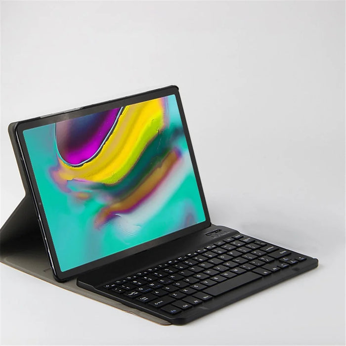 Leather Tablet Stand Case with Wireless Bluetooth-compatible Keyboard for Samsung Galaxy Tab A 10.1 (2019) T510 - Black - 5