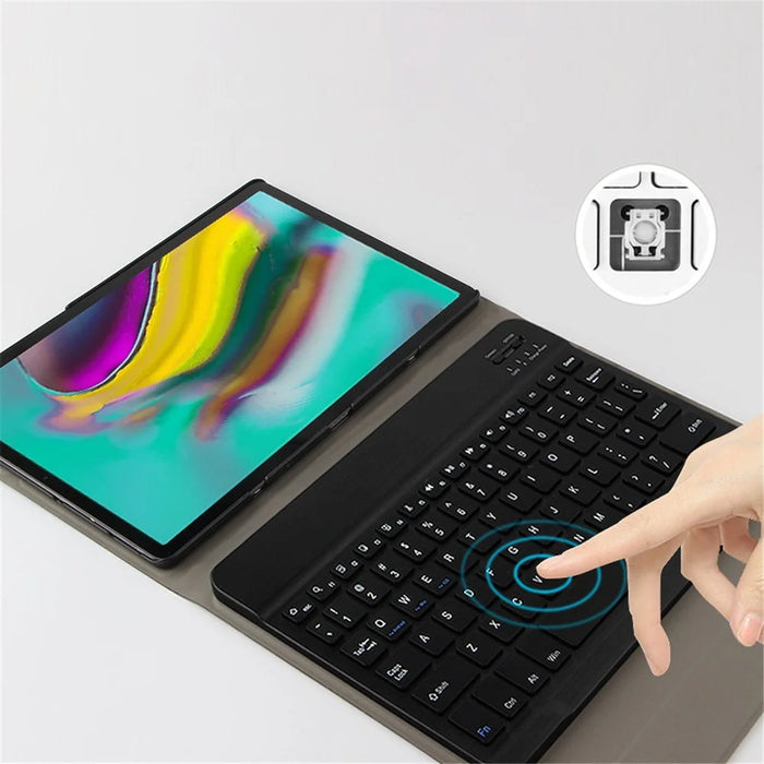 Leather Tablet Stand Case with Wireless Bluetooth-compatible Keyboard for Samsung Galaxy Tab A 10.1 (2019) T510 - Black - 6