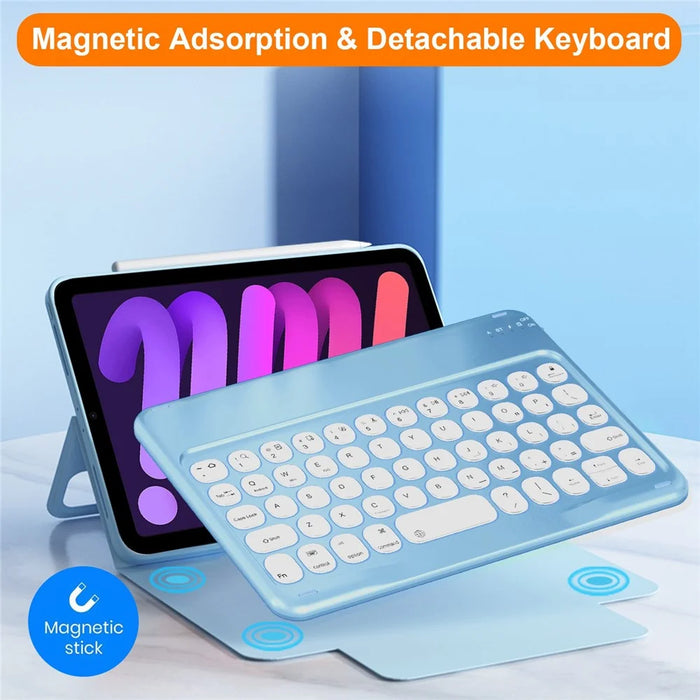 Dust-proof TPU Tablet Stand Case Shock Resistant Protective Cover with Magnetic Detachable Bluetooth-compatible Keyboard for iPad mini (2021) - Blue - 3