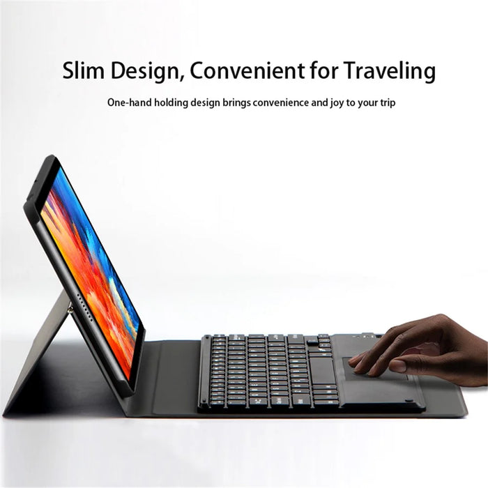 For Asus Adolpad 10 Pro Detachable Bluetooth-compatible Keyboard with Hinge Stand Leather Case - 4