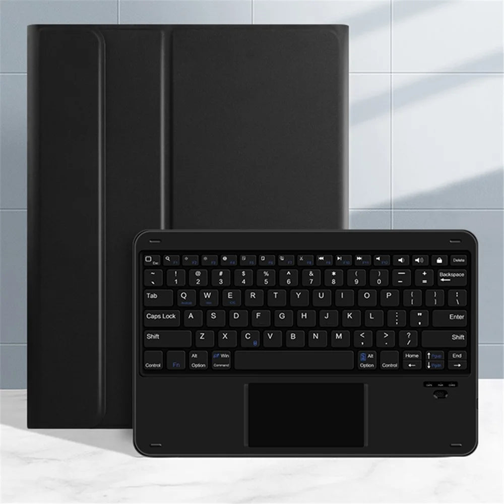Detachable Bluetooth-compatible Keyboard + Well-protected Stand Leather Case Flip Cover For iPad Pro 12.9 (2022) / (2021) / (2020) - Black - 1