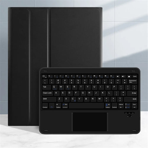 Detachable Bluetooth-compatible Keyboard + Well-protected Stand Leather Case Flip Cover For iPad Pro 12.9 (2022) / (2021) / (2020) - Black - 1